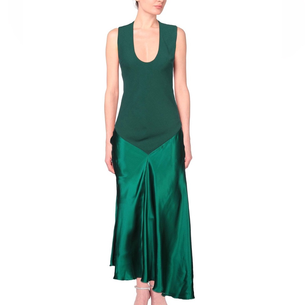 Haider Ackermann Silk Tank Green Maxi Dress